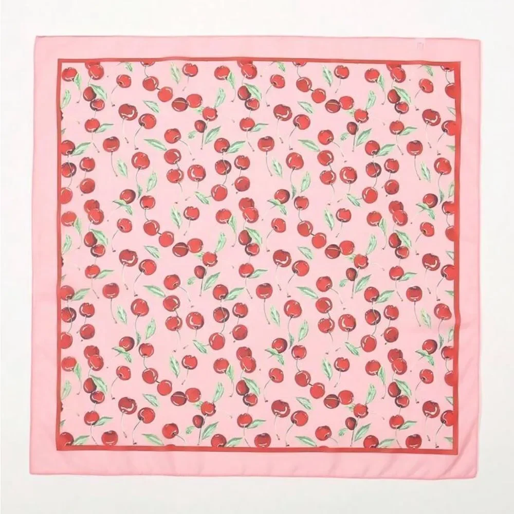Cherry Print Pink Scarf P2